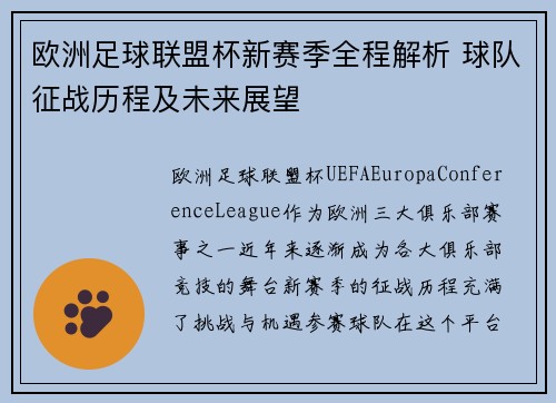 欧洲足球联盟杯新赛季全程解析 球队征战历程及未来展望